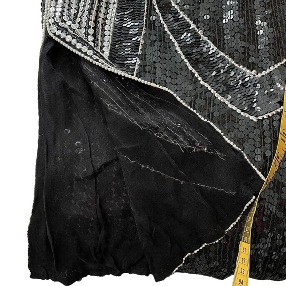 Vintage Scala Dress Size Small Black Silver Silk Sequin Evening Party Formal 80s - Picture 4 of 9